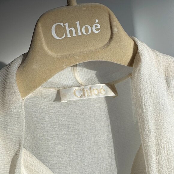 Chloe Ivory Silk Chiffon Dress, size 38 (fits like size small) - Picture 5 of 10